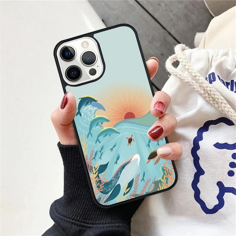 Милый Чехол для Телефона с Дельфином и Океаном Для iPhone 17 Air 15 16 Чехол 11 13 14 Pro Max 12 Plus Max Fundas