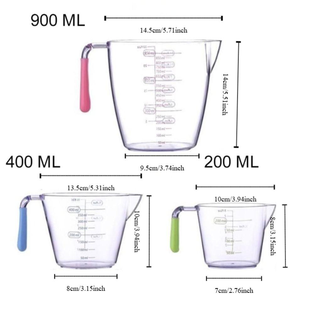 3pcs/set Clear Baking Measuring Cup with Scales Mixing Cup Practical Measure Mug Batter