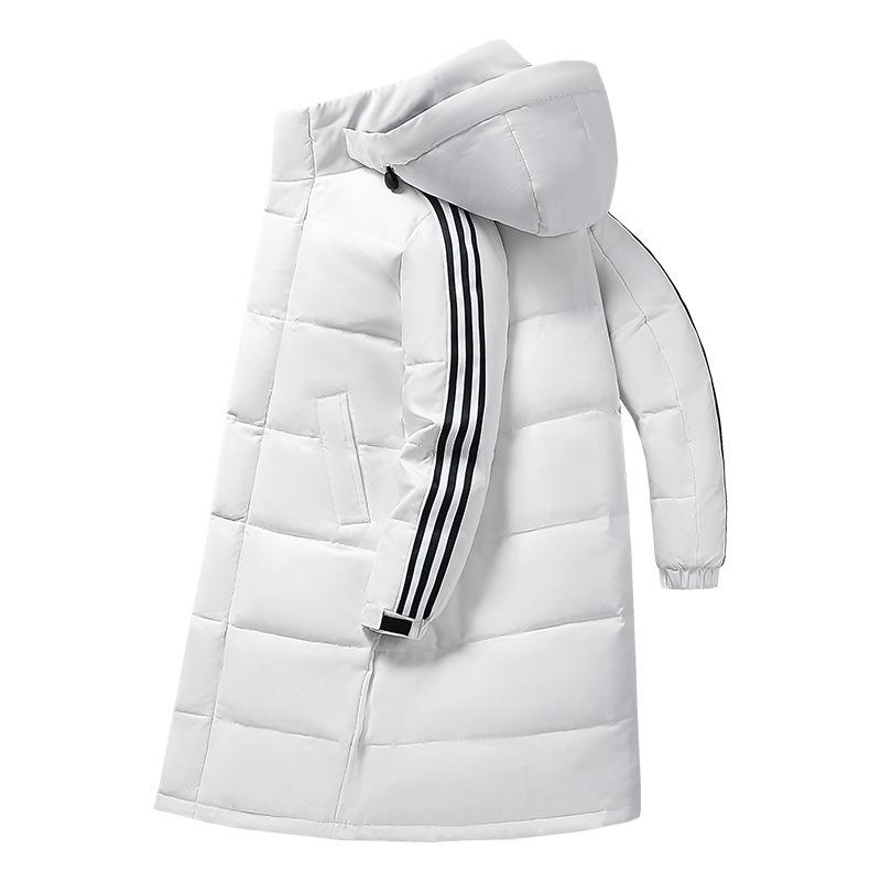 Куртка-пуховик Three Bars White Duck для мужчин и женщин, длинная куртка с капюшоном, утолщенное термопальто