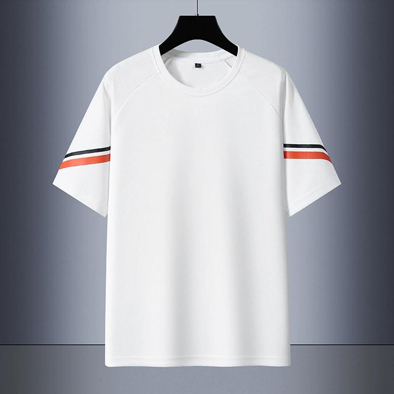 Футболка с коротким рукавом, мужская летняя тонкая дышащая футболка с круглым вырезом, универсальная футболка с коротким рукавом, большого размера для спорта и отдыха