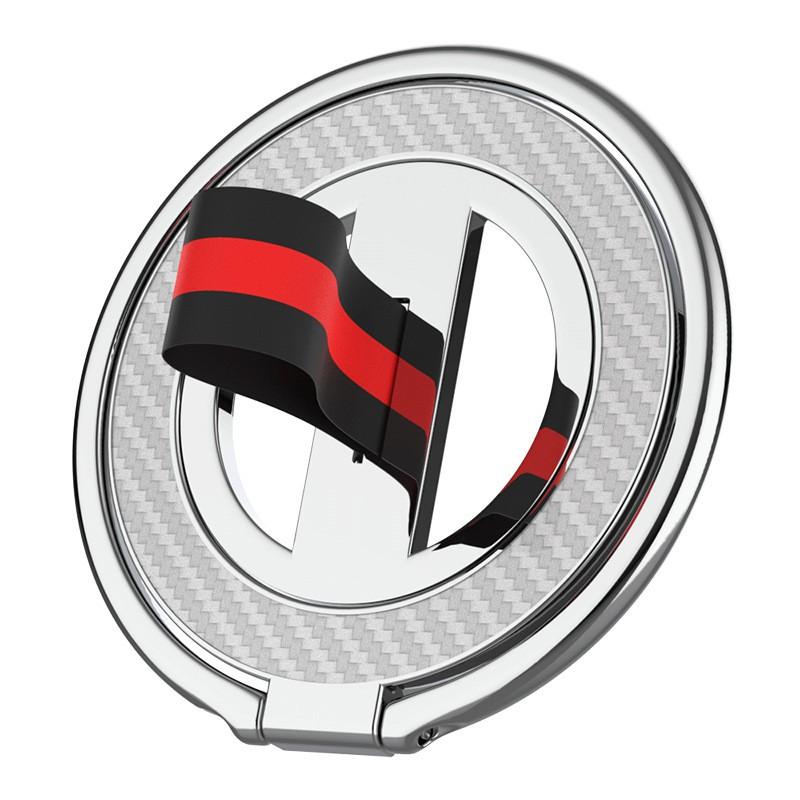 Magnetic Phone Holder With Ring Kickstand 360 Rotating Desk Stand Carbon Fiber Metal Build
