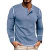 Мужская футболка-henley с длинным рукавом, круглым вырезом и пуговицами