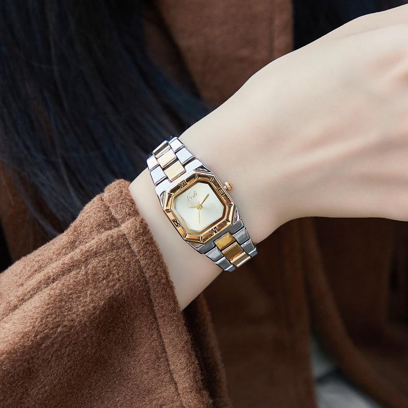 Medieval Gold Steel Belt Watch Women'S High-Value Niche Square Quartz Watch Women'S High-End Quartz Watch