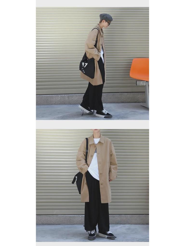 Мужская модная повседневная куртка-ветровка - весна/осень, средней длины, в гонконгском/японском/корейском стиле, спортивная, элегантная, свободного кроя.