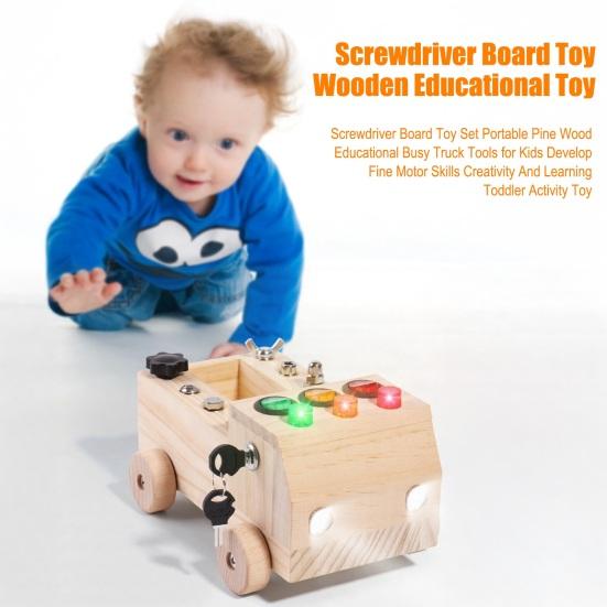 Деревянная доска с отвертками для машины, набор для развития мелкой моторики, развивающая игрушка для детей, сенсорная игрушка «Занятый грузовик» для малышей, дошкольная деятельность, обучающая игрушка