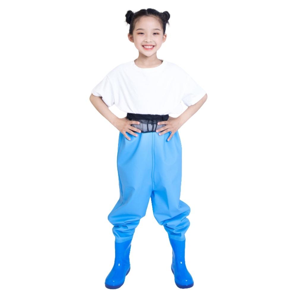 PVC Children Rain Pants Boots Half-Body Pants with Rain Boots Children Raincoat Jumpsuit Fishing
