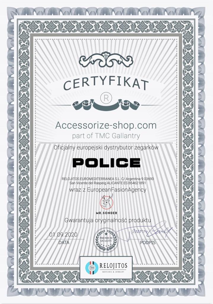 Zegarek POLICE PEWJA2108203. Kwarcowy, Kolor czarny. Mężczyzna.