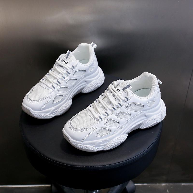 Белые женские туфли Кроссовки на толстой платформе с нескользящей подошвой Осенняя классика Дышащая обувь для бега Теннисные туфли Zapatos Mujer