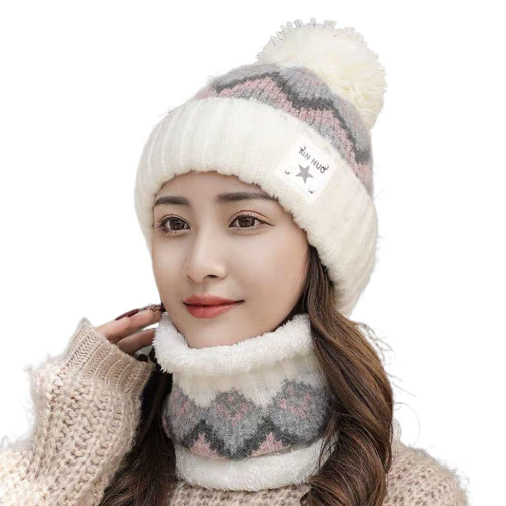 Защитные шапочки для ушей, ветрозащитная вязаная шапка с черепом, велосипедная шапка, шарф, комплект для женщин