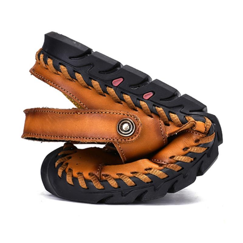Summer Men's Sandals Classic Genuine Leather Sandals Fashion Outdoor Hiking Shoes Light Breathable Non-slip Sneakers 38-48