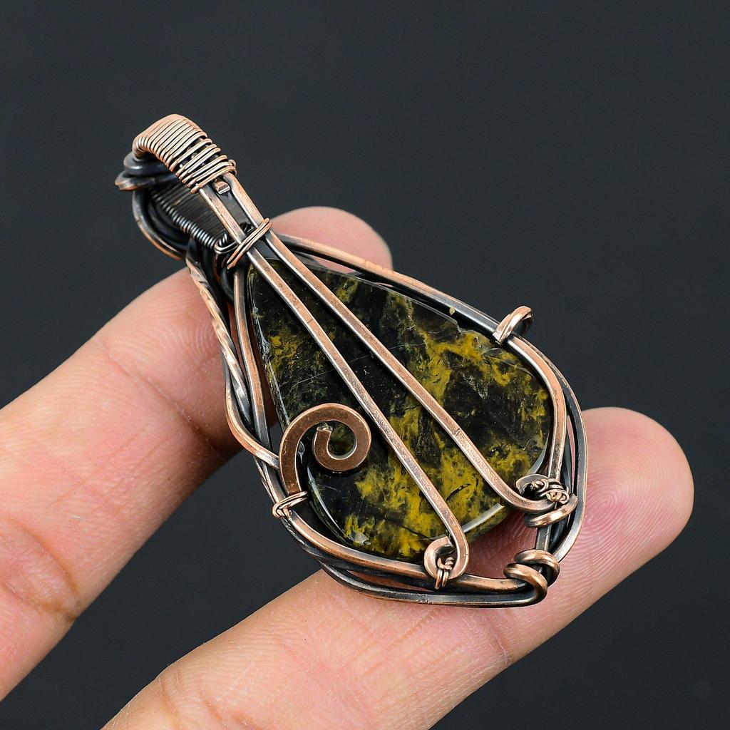 Драгоценный камень Pietersite из чистой медной проволоки, обернутый кулоном ручной работы, ювелирные изделия для нее