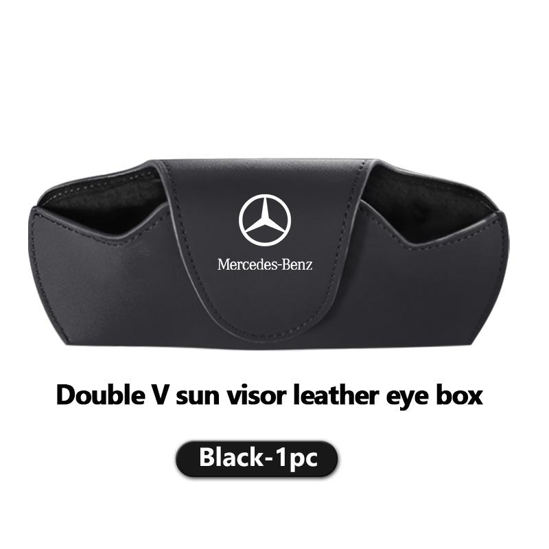 BKS2 Car Sun Visor Sunglasses Leather Storage Eyeglass Case For Mercedes Benz W124 W203 W204 SLK CLA SL SLC C CLASS B CLASS E CLASS