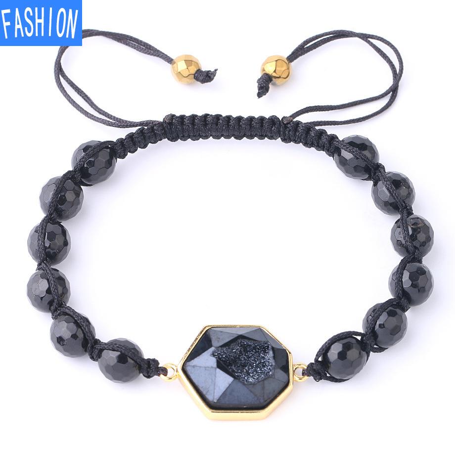 Натуральный кристалл 8 мм, бусина, аметист, черный турмалин, граненый кварцевый кластер, подвеска, браслет ручной работы, браслет в национальном стиле