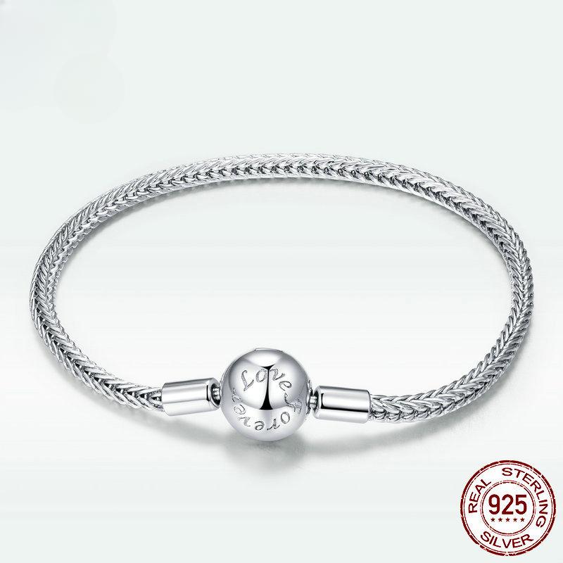 Новый простой браслет из стерлингового серебра S925 со змеиной костью, универсальная базовая цепочка с платиновым покрытием