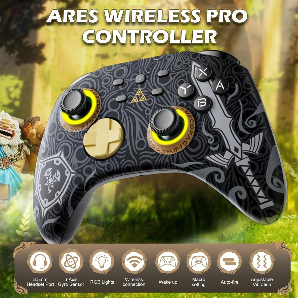 Беспроводной профессиональный контроллер для Nintendo Switch/Lite/OLED, геймпад с разъемом для гарнитуры/RGB-подсветка/настройки макросов/пробуждение/турбо/регулируемая вибрация с двумя двигателями
