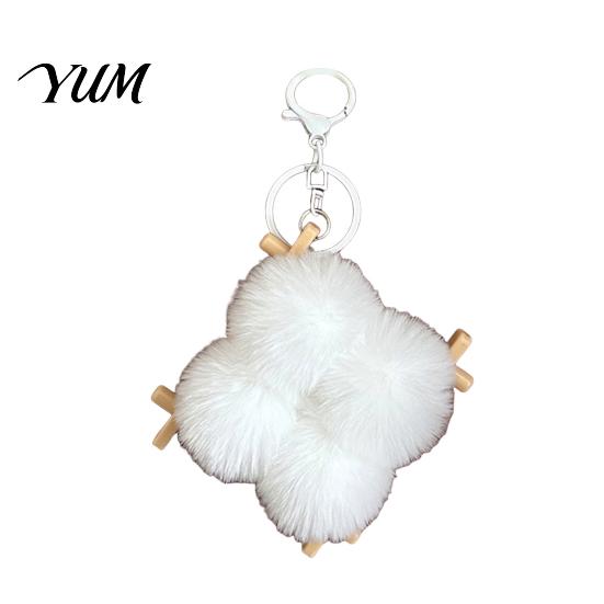 Soft Fermented Bean Curd Pendant Plush Keychain, Fluffy Doufu Bag Keychain Charm with Keyring, Backpack Handbag Purse Decoration Accessories