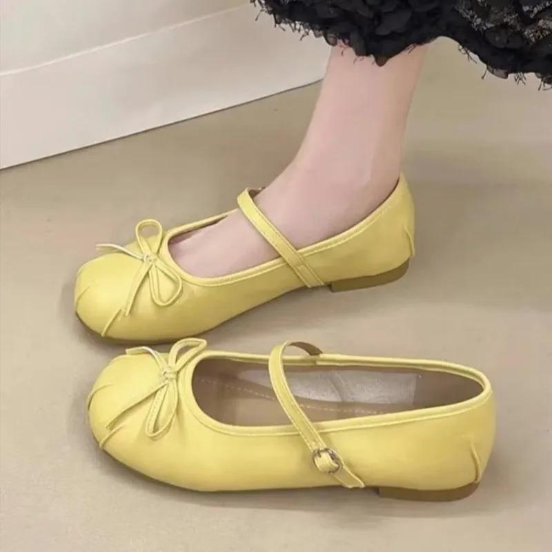 Модная женская обувь 2025 Бренд Неглубокие женские балетки Модные балетки Новые с бантом-бабочкой Удобные Бестселлер На плоской подошве Низкий каблук
