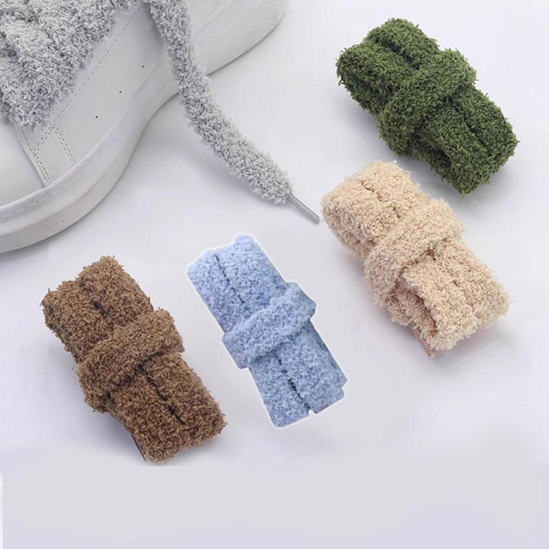 Женские Повседневные Холщовые Белые Балетки Шнурки Аксессуары Ширина 2,2 см 1 Пара Милые Плюшевые Кроссовки Шнурки Мужские