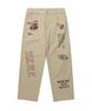 WACKY WILLY Straight Graphic Denim Pants Beige
