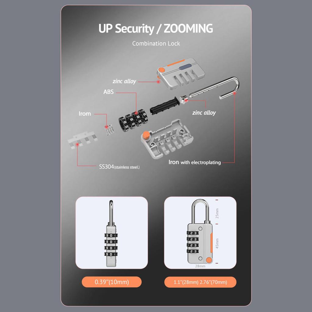 Маленький дорожный чемодан для чемодана с замком на 4 цифры, небольшой парольный замок для рюкзаков, спортзалов, школьных шкафчиков