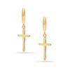 S925 Sterling Silver Jewelry Gold-Plated Diamond-Cut Huggie Cross Drop Dangle Earrings for Women
