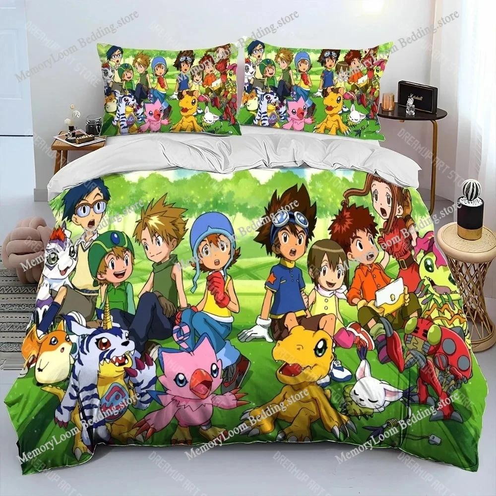Набор постельного белья Digimon Adventure, Пододеяльник и наволочки для мальчика и девочки, Подарок, Большой размер King для спальни