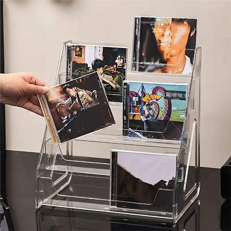 ABWR-Прозрачная полка для хранения 5-уровневая полка для CD, полка для демонстрации альбомов для кассет, многофункциональная полка для витрины