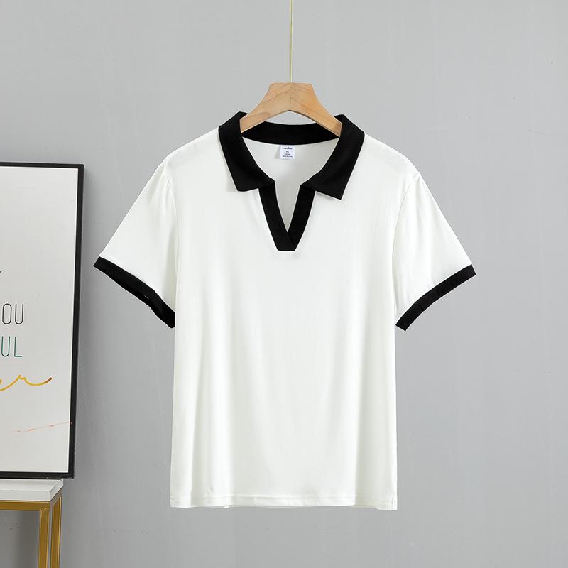 Летняя хлопковая женская футболка модного качества S-3XL с v-образным вырезом, женская повседневная футболка с короткими рукавами, топ