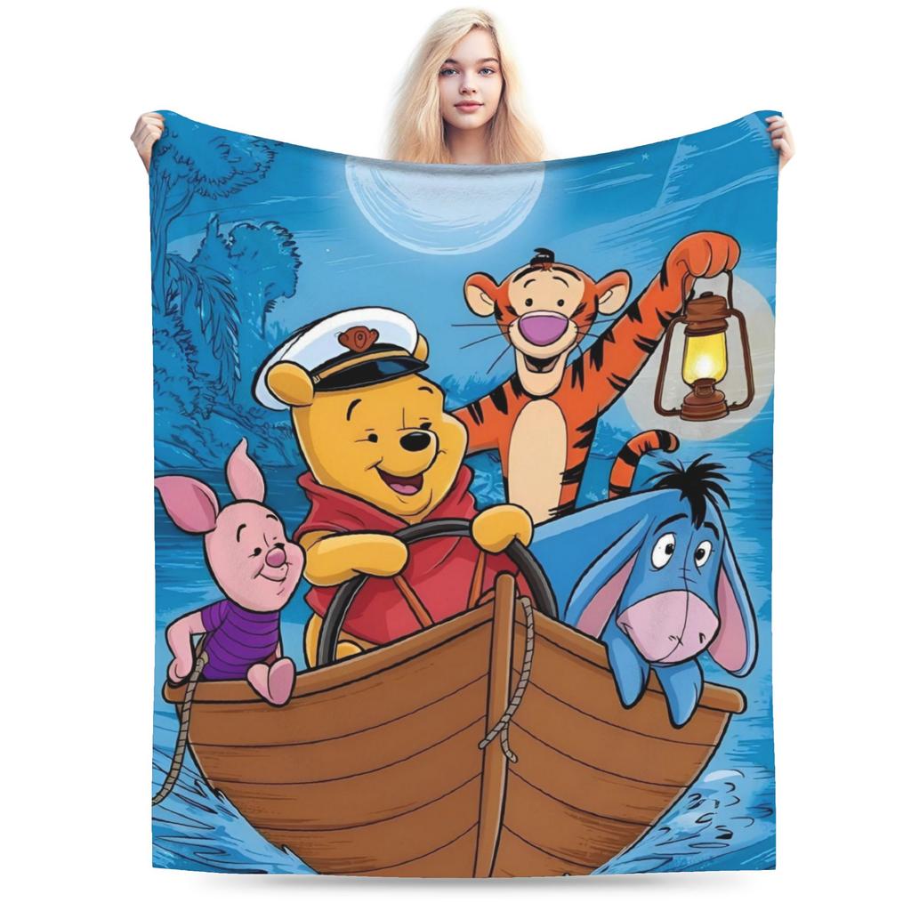 Pooh and Friends Blankets Flannel Summer Air Conditioning Winnie The Pooh Breathable Soft Throw Blankets Sofa Travel Rug Piece