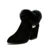 New Cotton Boots for Women with Fleece Boots New Large Size Pointed Rhine-drill Comfortable Hair Short Ankle Boots P765