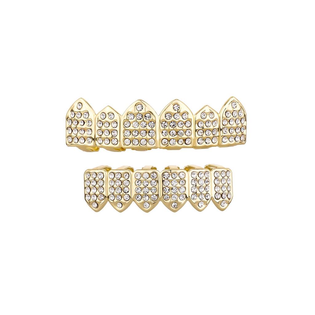 TEMU Gold-Plated Diamond-Studded Grillz Hip-Hop Tooth Jewelry