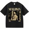 Графические футболки рэпера MALUMA Мужские Хип-хоп Винтажный стиль Короткий рукав Мода Готика Оверсайз Хлопковая футболка Уличная одежда Мужская