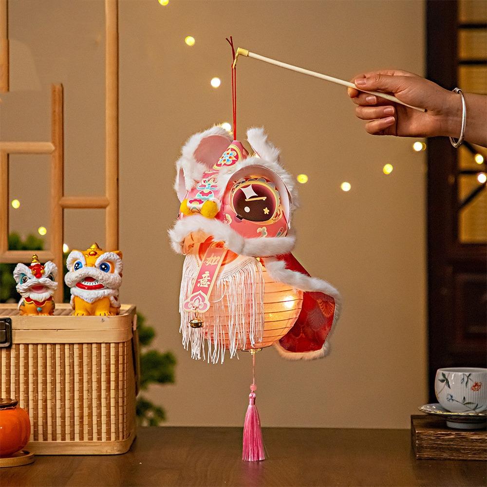 DIY Material Package Lion Dance Lantern Paper Luminous Lantern Portable Lantern  Kids Craft