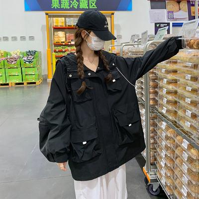 Женская весенне-осенняя новая ветровка с множеством карманов, женская свободная куртка большого размера в деловом стиле