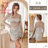 Sex underwear new pure desire wind small chest short skirt flower hollow lace mesh suspender pajama set