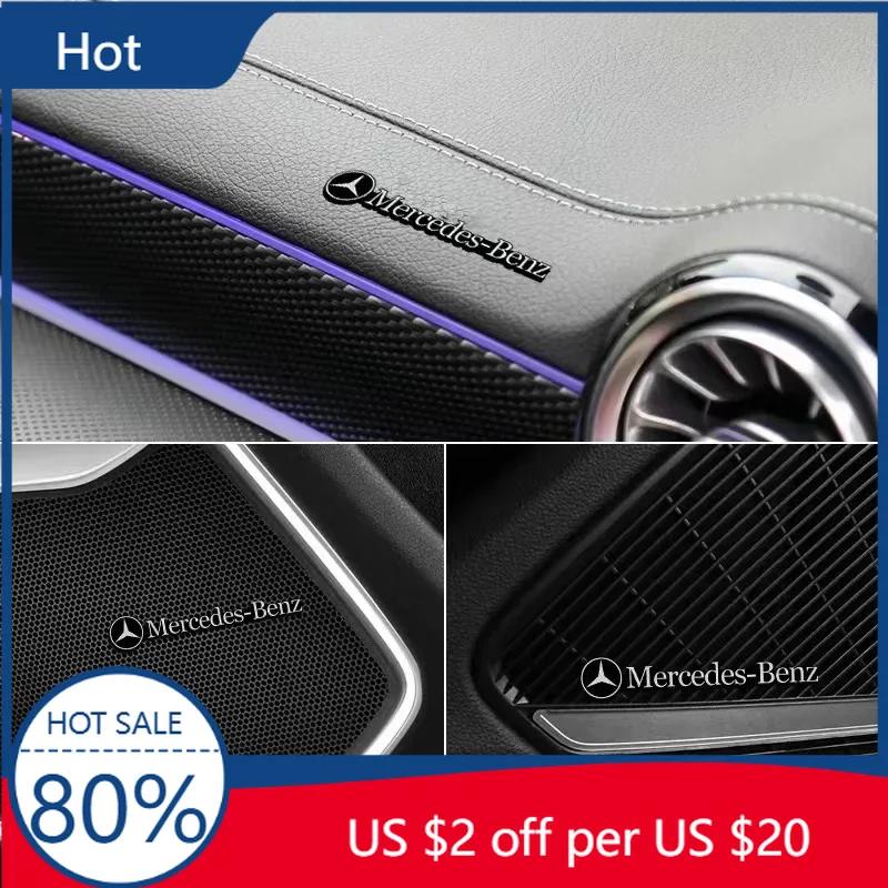 FIQ4 Hot 2025 10pcs 3D Aluminum Badge Emblem Sticker car audio decorate For Mercedes Benz AMG W204 W205 W206 W211 W212 W213 W203 W210