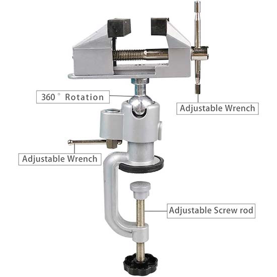 Настольные тиски, настольные тиски, тиски для деревообработки с наковальней, поворотные на 360° тиски для верстака, зажим для настольного зажима, тиски, режущий трубопровод, сверление, металлообработка