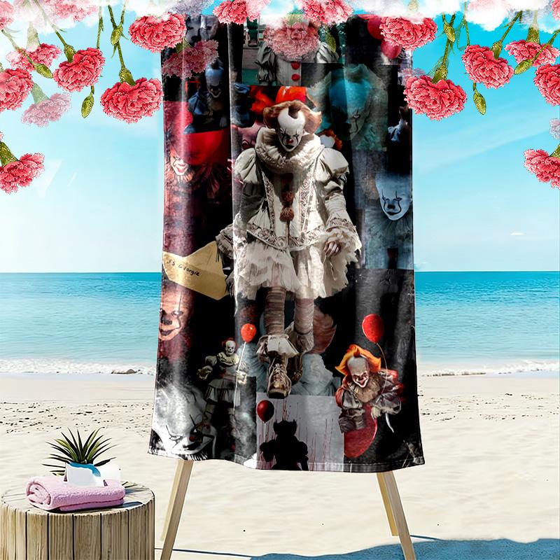 Horror Character Print Beach Towel, Large Soft Quick Dry Towel for Beach Camping Swimming