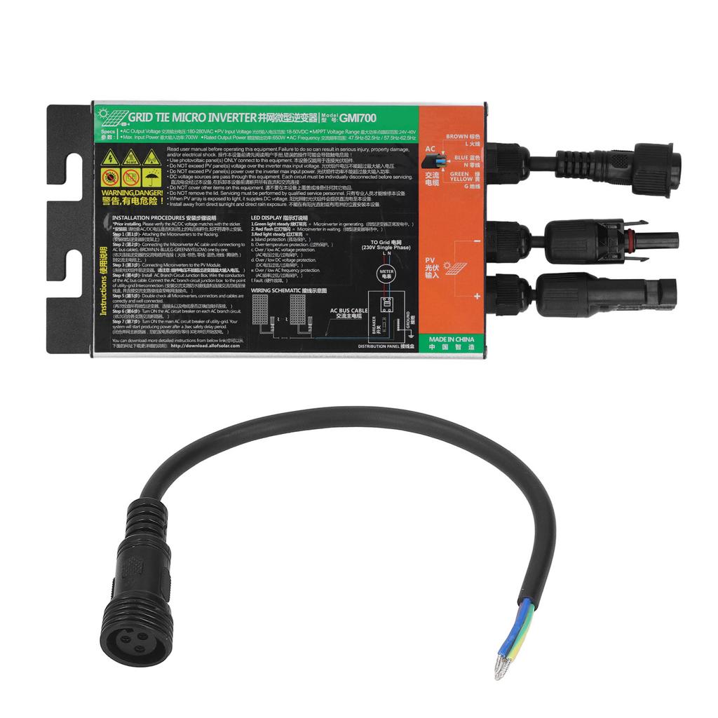 Солнечный микроинвертор Сетевой микроинвертор MPPT Чистая синусоида AC 120 В для управления