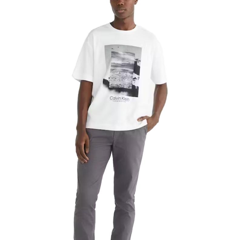 Calvin Klein Футболка с коротким рукавом и графическим принтом, мужские топы, белая K10K111121-YAF