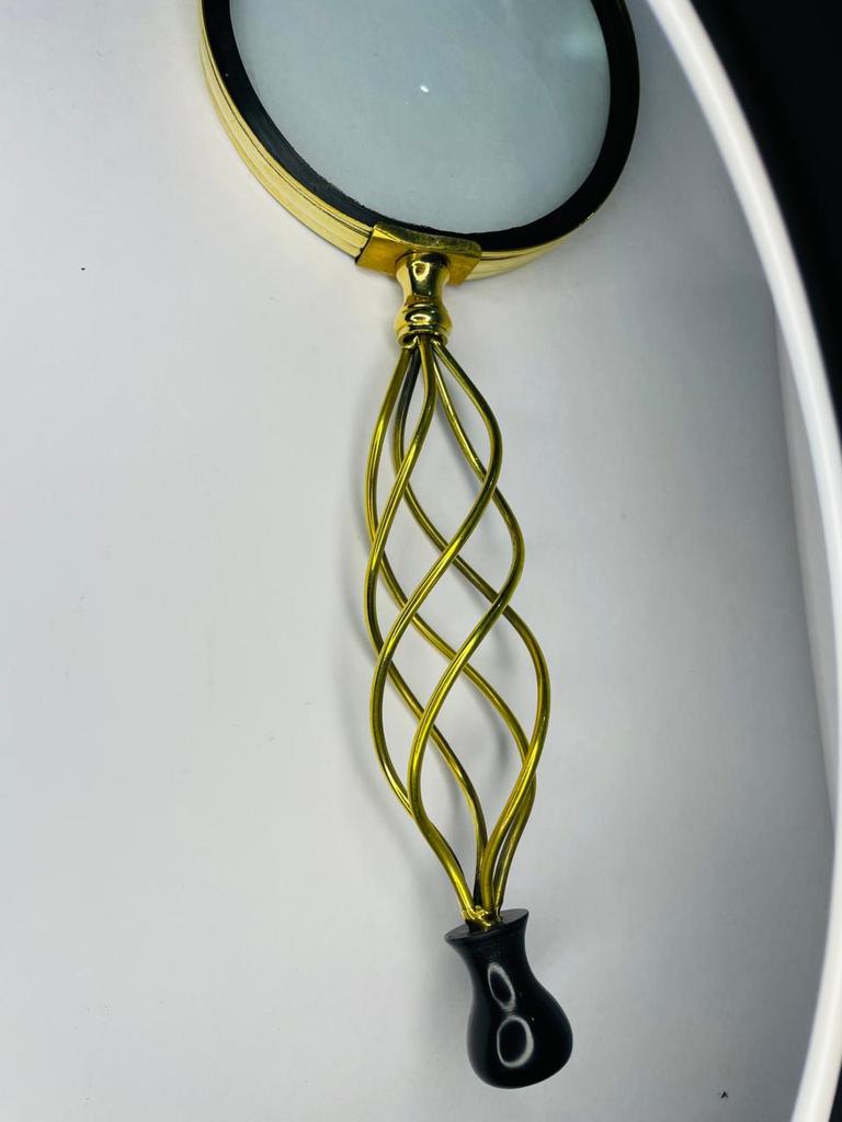 Antique Brass Magnifying Glass: Carved Handle, Vintage Decor