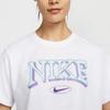 Nike Спортивная одежда с принтом логотипа, круглым вырезом, коротким рукавом, футболка для женщин, топы белого цвета FZ2856-100