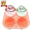 Rose Ice Molds, Large Ice Cube Trays, Make 4 Giant Cute Flower Shape Ice, Silicone Rubber Fun Big Ice Ball Maker
