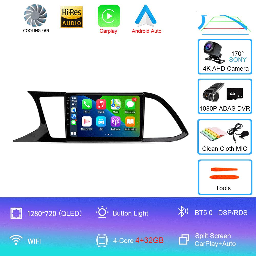 Android 14 Carplay для Seat Leon 3 2012 2013 2014 2015 - 2020 Навигация GPS Мультимедиа Автомобильный Радиоплеер стерео Wi-Fi+4G Auto BT