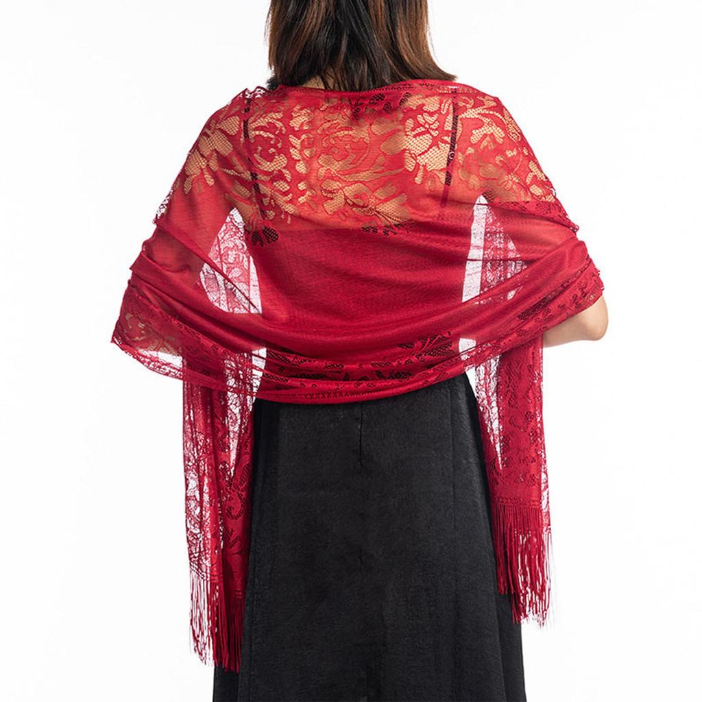 Women's Lace Hollow Shawl Evening Dress Cheongsam Shawl Party Dinner Scarf
