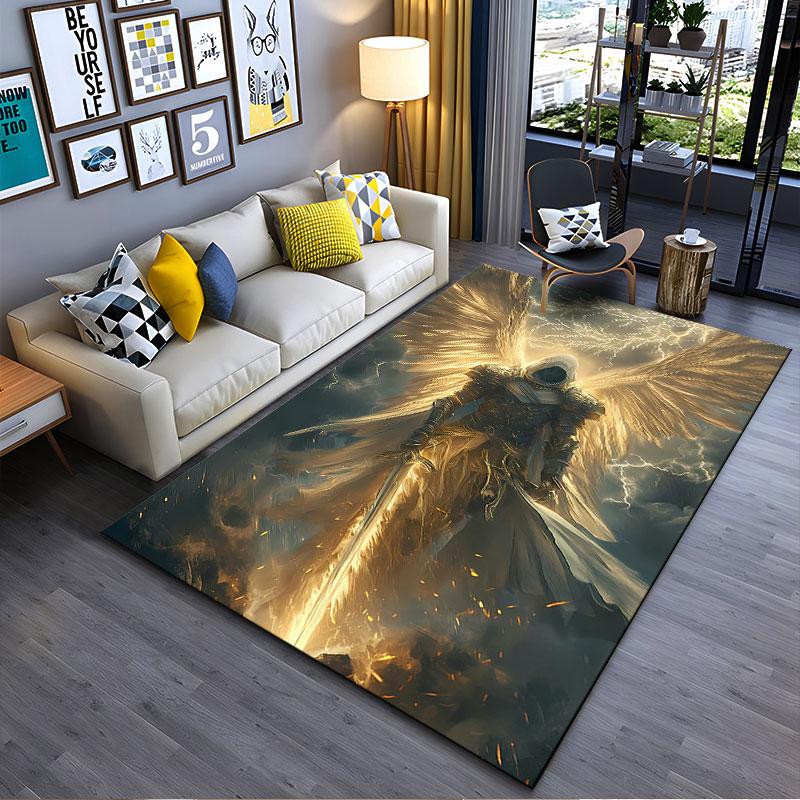 Golden Angel Warrior Artwork suitable as a non-slip mat for the living room or bedroom sofa