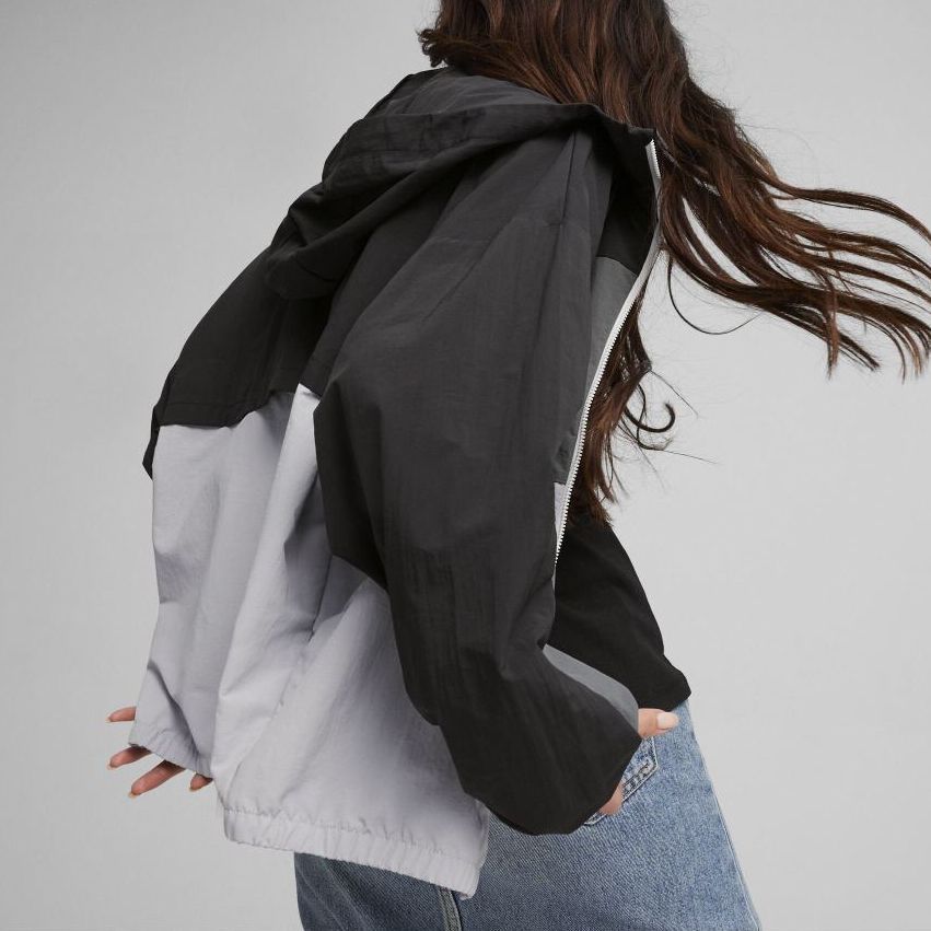 Puma Oversized Hooded Windbreaker Women Jackets Black Mineral-Grey 682269-52