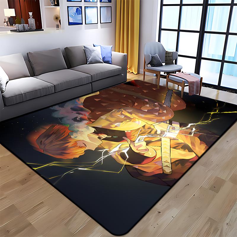 Demon Slayer Art Print Floor Mat Living Room Game Room Carpet Camping Picnic Mat Doormat Floor Mats Anime Room Decor Area Rug
