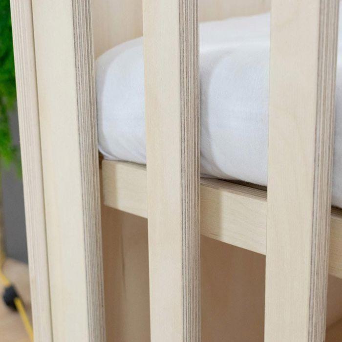 Natural Color Baby Cot + White Bars 60 X 120 Cm