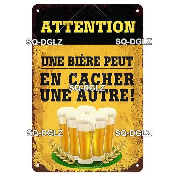 SQ-DGLZ Vintage Metal Sign French Beer Bar Tin Sign Shop Plate Home Bar Door Wall Decor Sticker Decoration Plaque Poster Gift